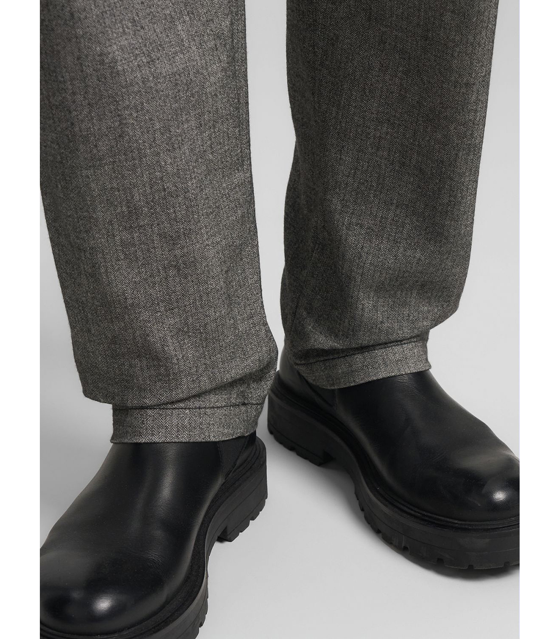 ヘリンボーンドローストリングテーパードフィットパンツ（セットアップ） 詳細画像 グレー 7